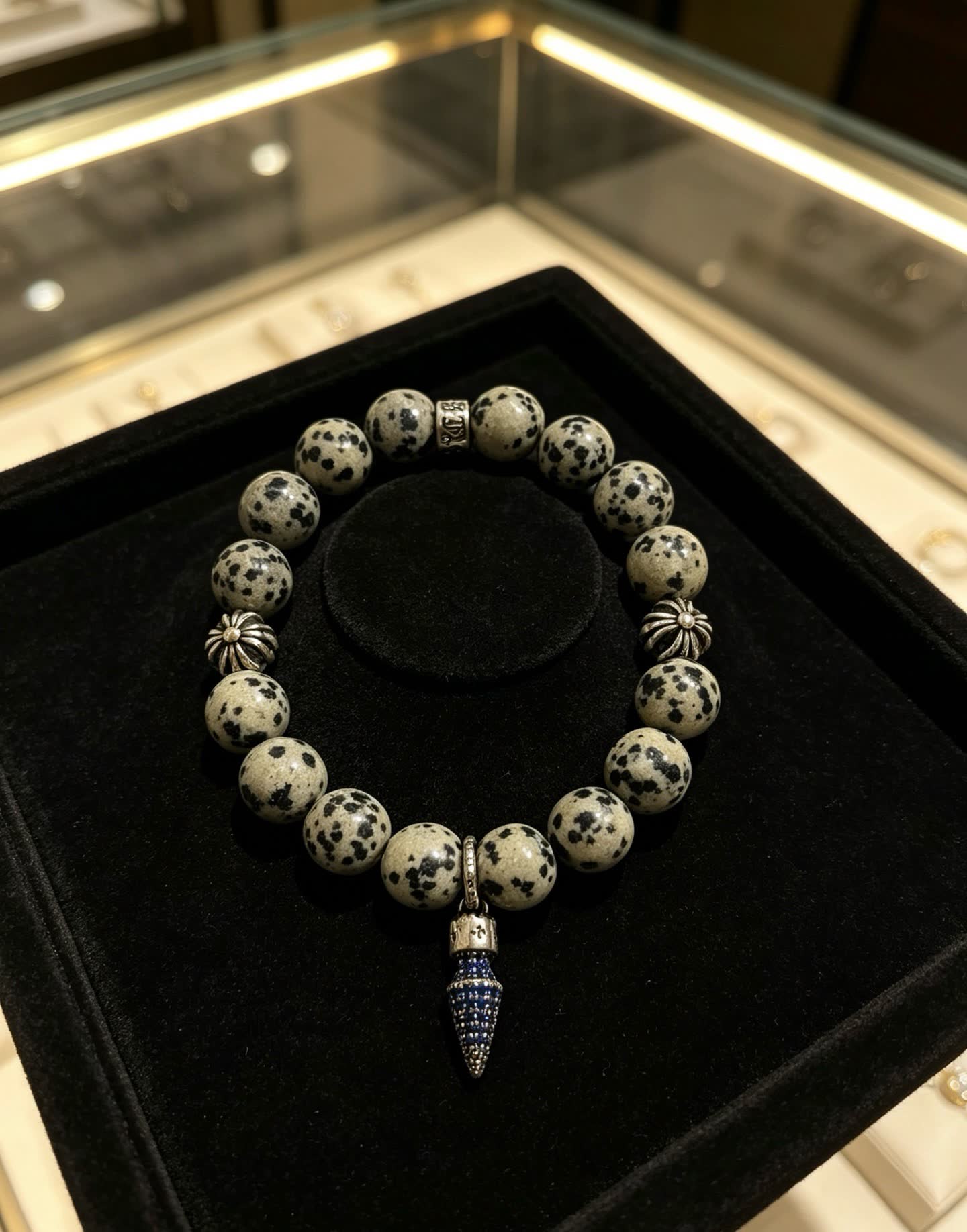 Chrome Hearts Beaded Bracelet with Silver and Blue Accents